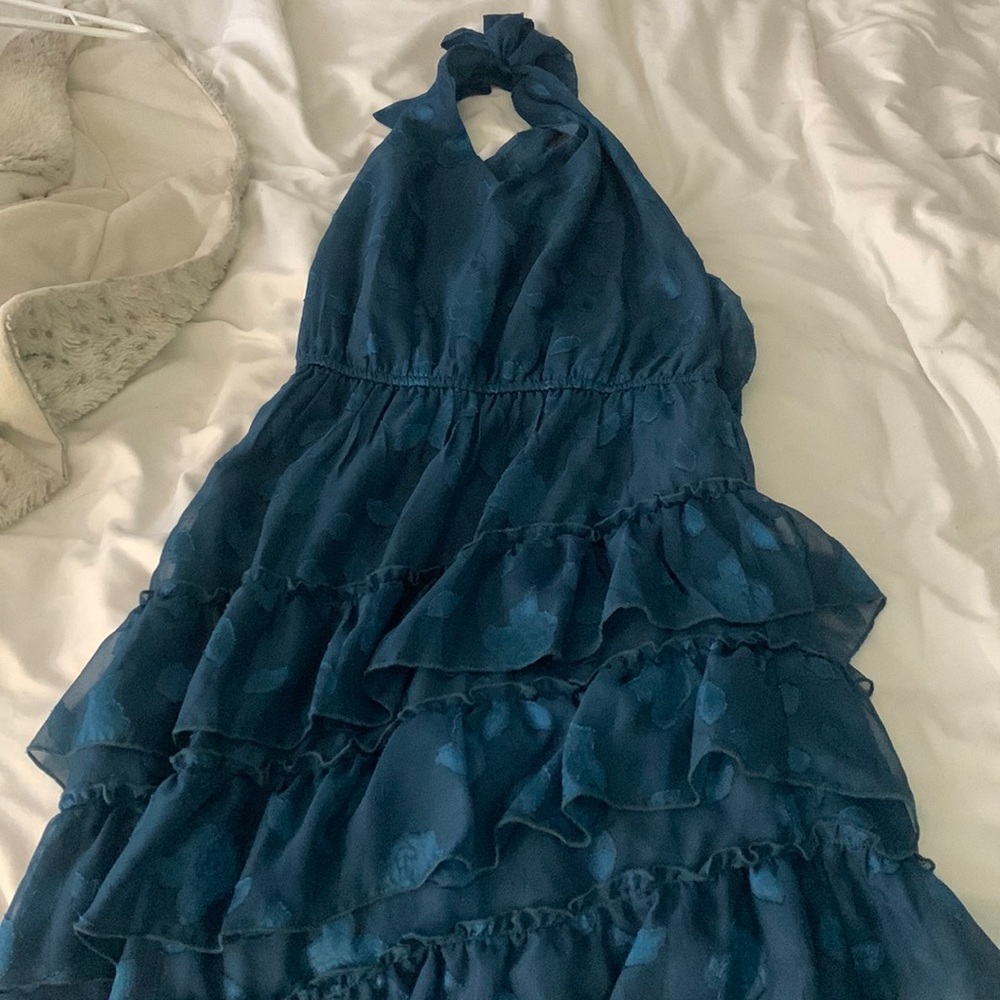 Dark blue dress with ruffles